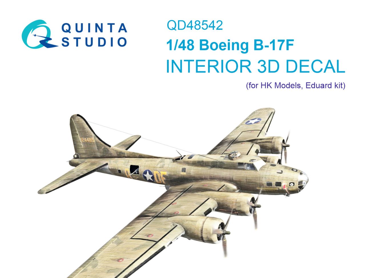 1:48 Boeing B-17F 3D-Printed & coloured Interior on decal paper (HK models, Eduard)