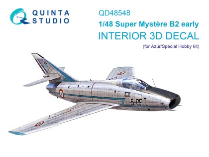 1:48 Super Mystere B2 Early 3D-Printed & coloured Interior on decal paper (Azur/Special Hobby)