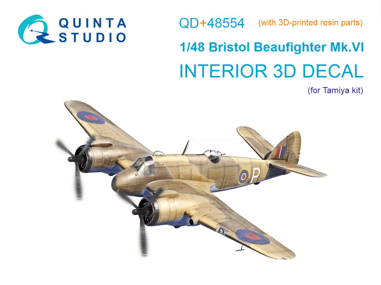 1:48 Bristol Beaufighter Mk.VI 3D-Printed & coloured Interior on decal paper (Tamiya) (with 3D-printed resin parts)