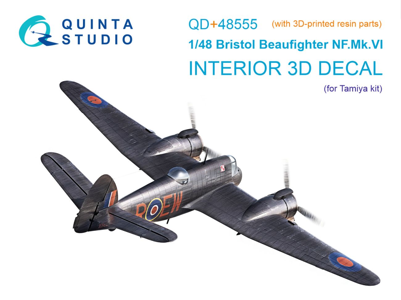 1:48 Bristol Beaufighter NF.Mk.VI 3D-Printed & coloured Interior on decal paper (Tamiya) (with 3D-printed resin parts)