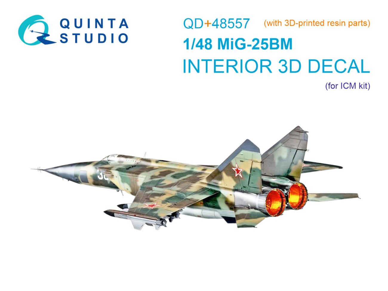 1:48 MiG-25BM 3D-Printed & coloured Interior on decal paper (ICM) (with 3D-printed resin parts)