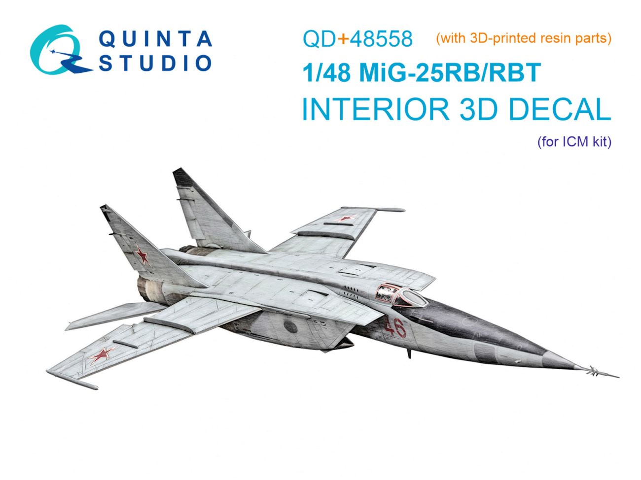 1:48 MiG-25RB/MiG-25RBT 3D-Printed & coloured Interior on decal paper (ICM) (with 3D-printed resin parts)