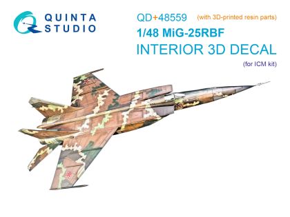 1:48 MiG-25RBF 3D-Printed & coloured Interior on decal paper (ICM) (with 3D-printed resin parts)