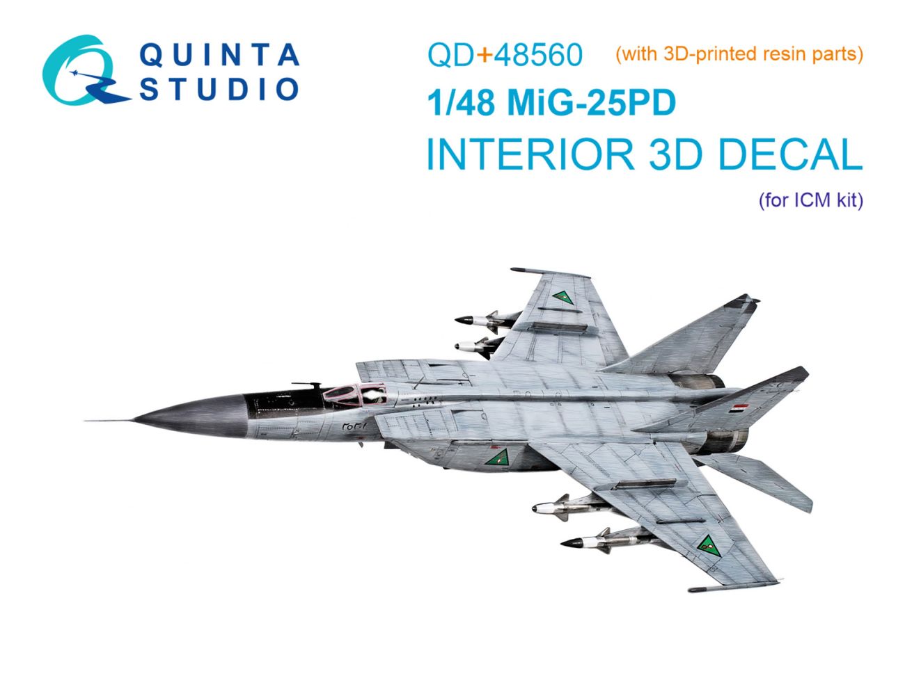 1:48 MiG-25PD 3D-Printed & coloured Interior on decal paper (ICM) (with 3D-printed resin parts)