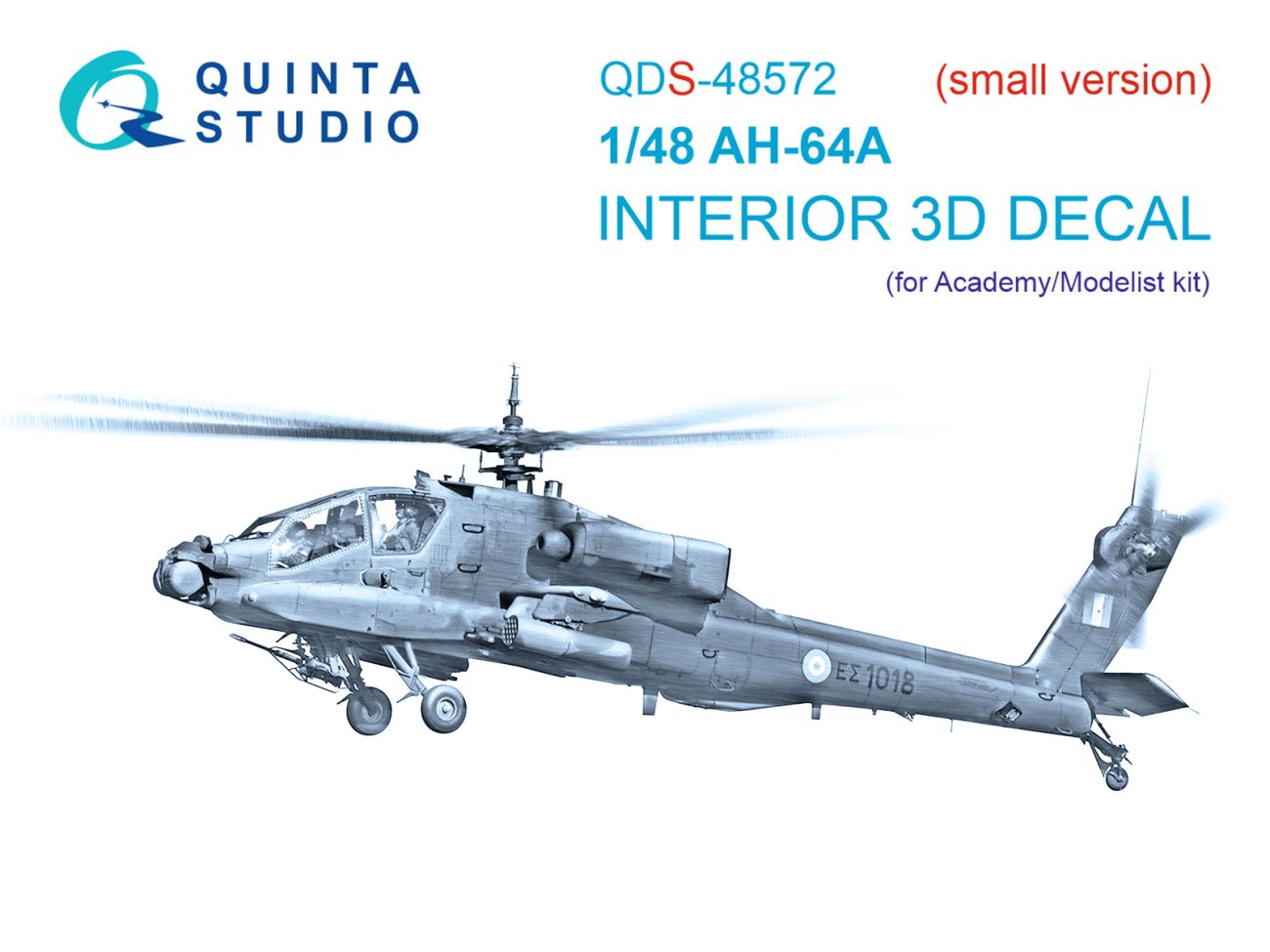 1:48 AH-64A 3D-Printed & coloured Interior on decal paper (Academy/Modelist) (small version)