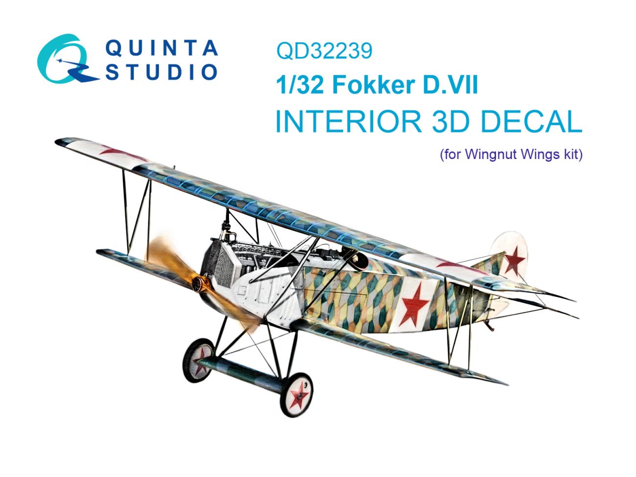1:32 Fokker D.VII 3D-Printed & coloured Interior on decal paper (Wingnut Wings)
