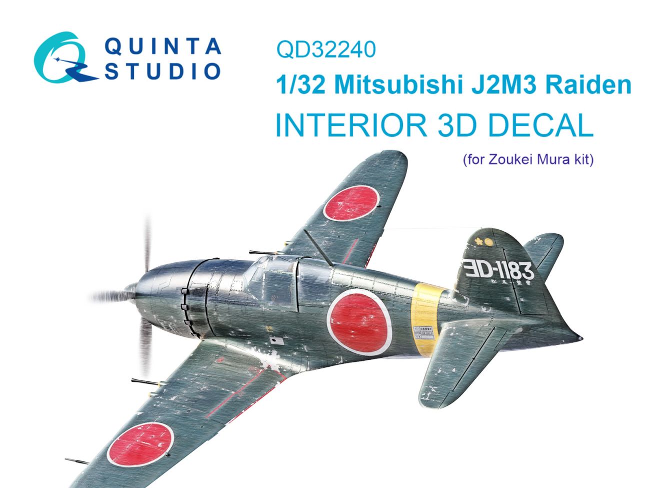 1:32 Mitsubishi J2M3 Raiden 3D-Printed & coloured Interior on decal paper (Zoukei Mura)