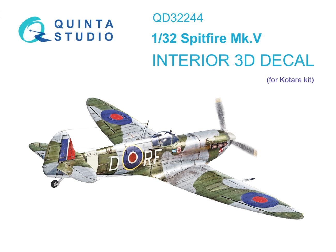 1:32 Spitfire Mk.V 3D-Printed & coloured Interior on decal paper (Kotare)