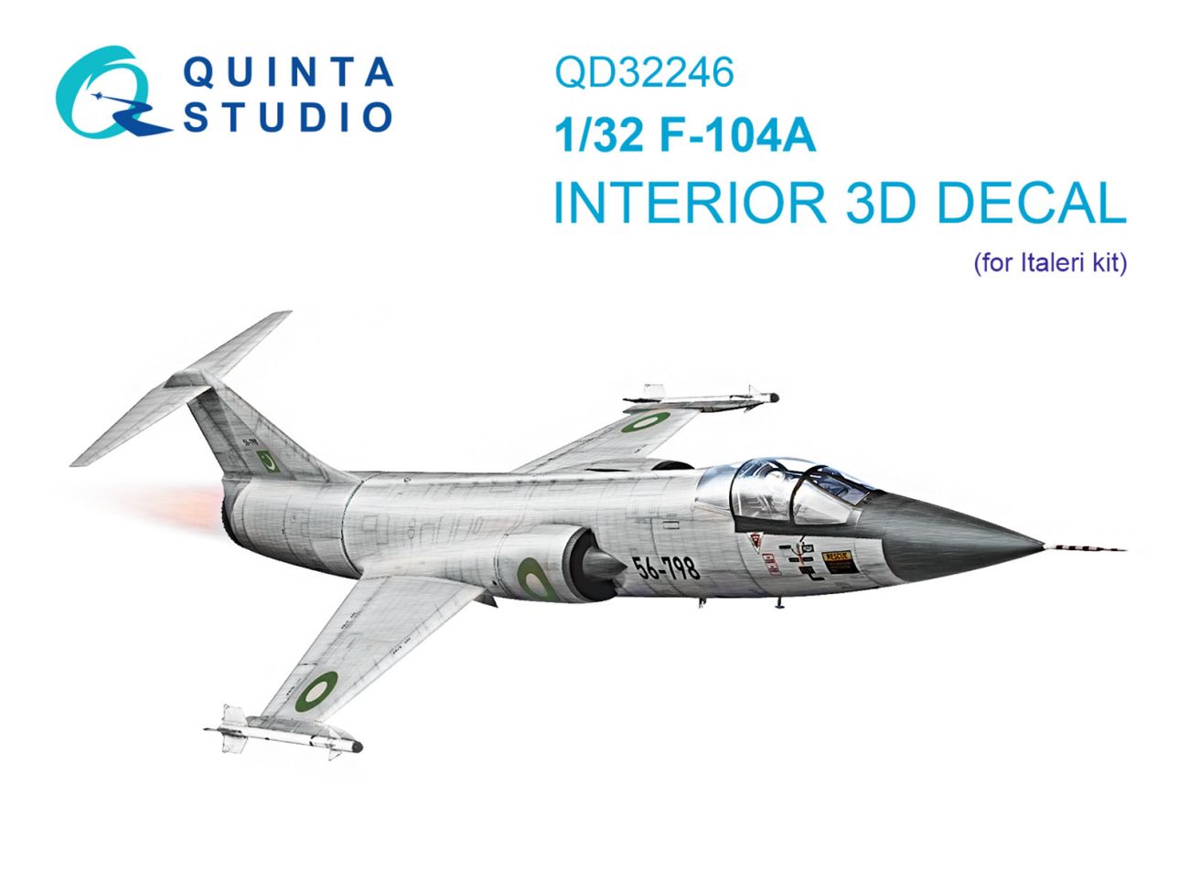 1:32 F-104A 3D-Printed & coloured Interior on decal paper (Italeri)