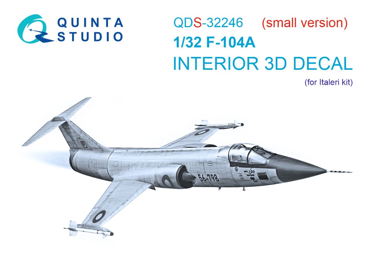 1:32 F-104A 3D-Printed & coloured Interior on decal paper (Italeri) (Small version)
