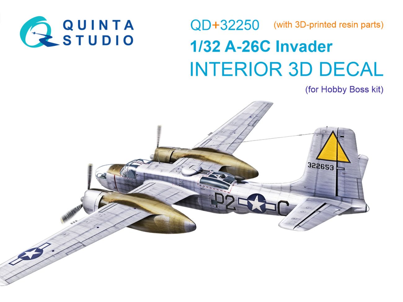 1:32 A-26C Invader 3D-Printed & coloured Interior on decal paper (Hobby Boss) (with 3D-printed resin parts)