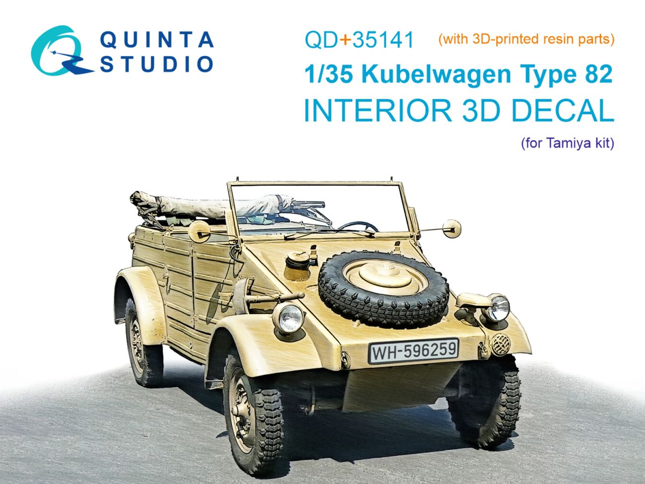 1:35 Kubelwagen Type 82 3D-Printed & coloured Interior on decal paper (Tamiya) (with 3D-printed resin parts)