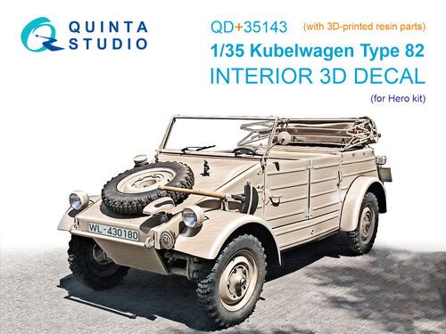 1:35 Kubelwagen Type 82 3D-Printed & coloured Interior on decal paper (Hero) (with 3D-printed resin parts)