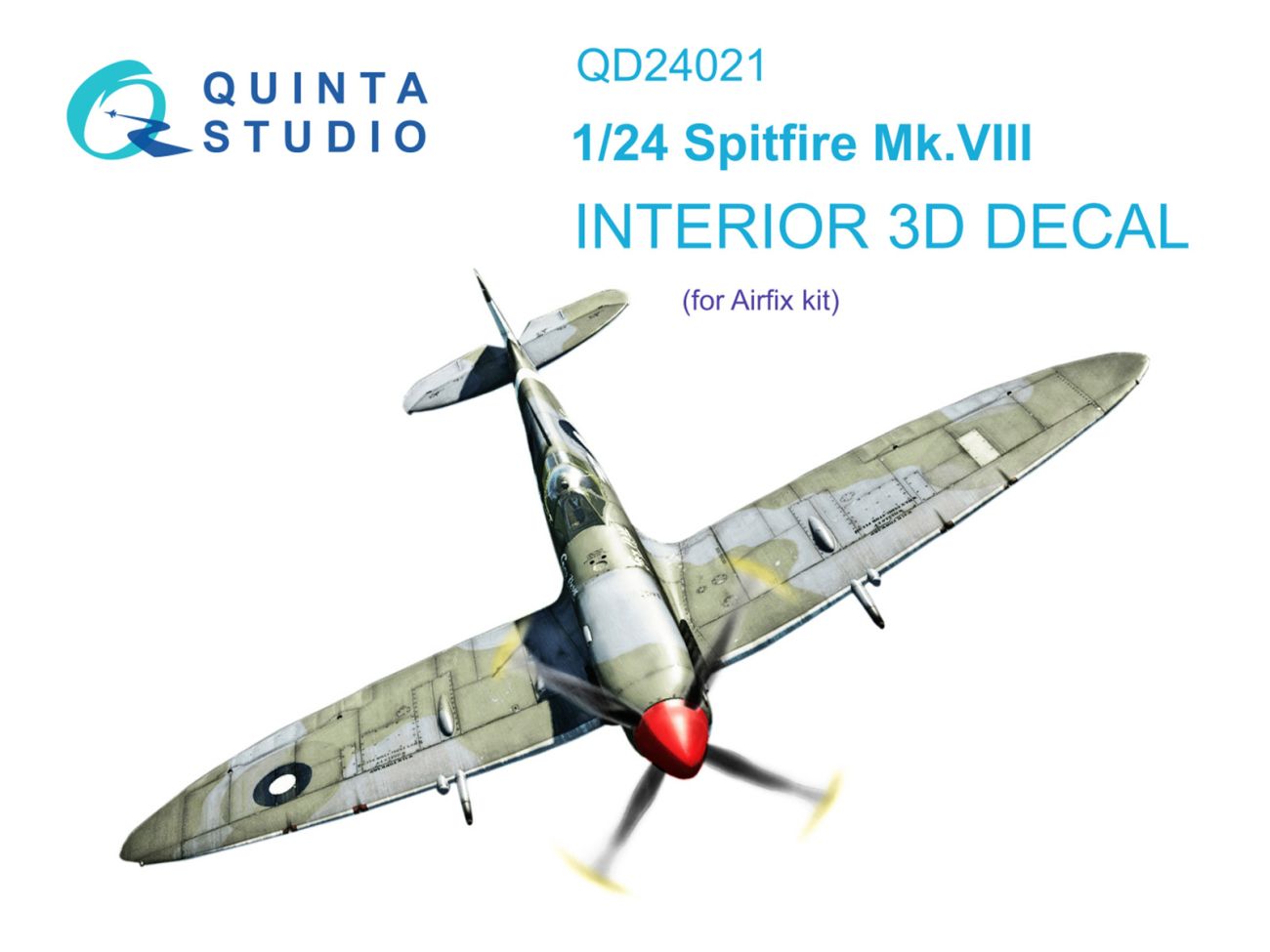 1:24 Spitfire Mk.VIII 3D-Printed & coloured Interior on decal paper (Airfix)