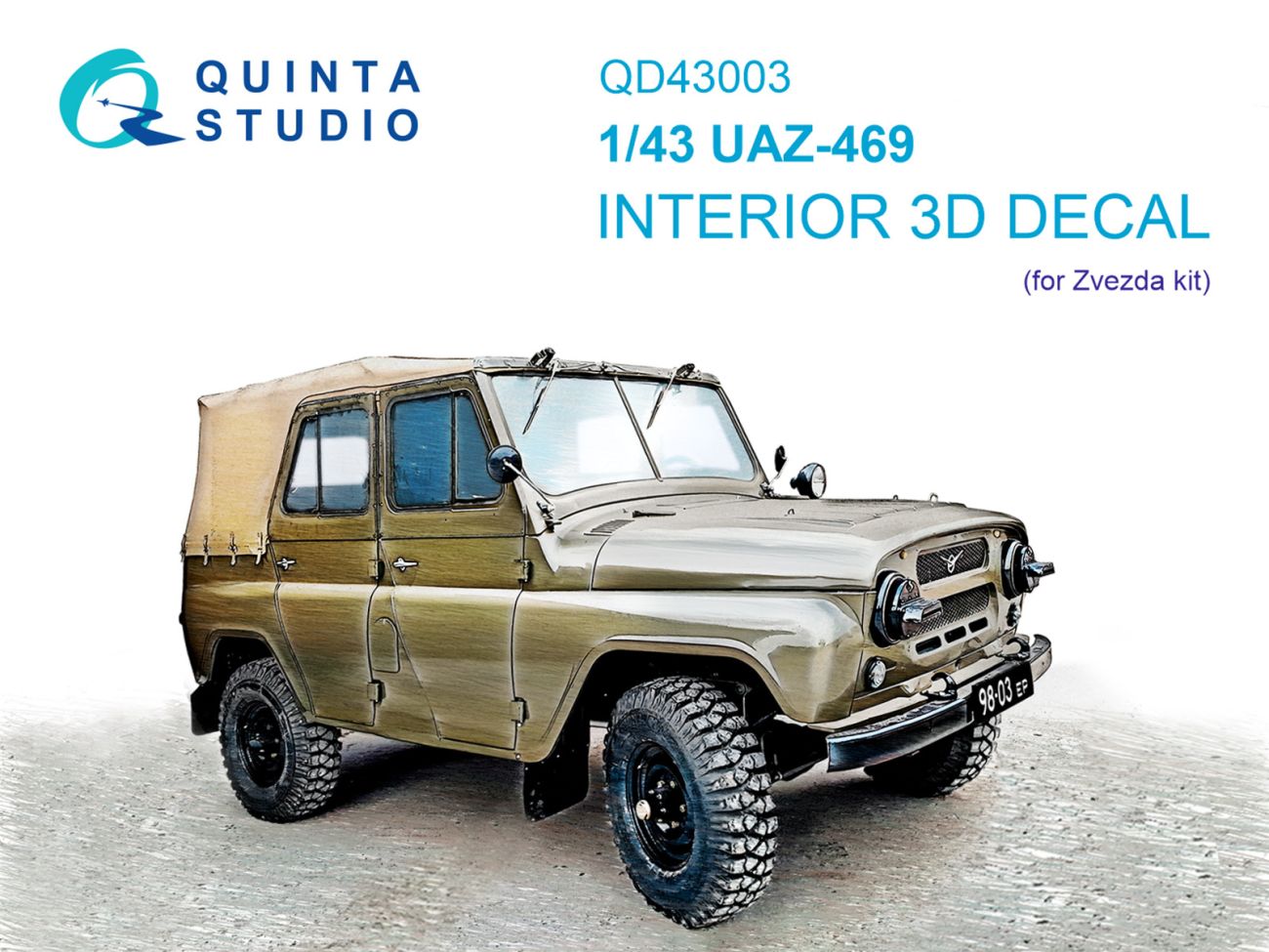 1:43 UAZ-469 3D-Printed & coloured Interior on decal paper (Zvezda)