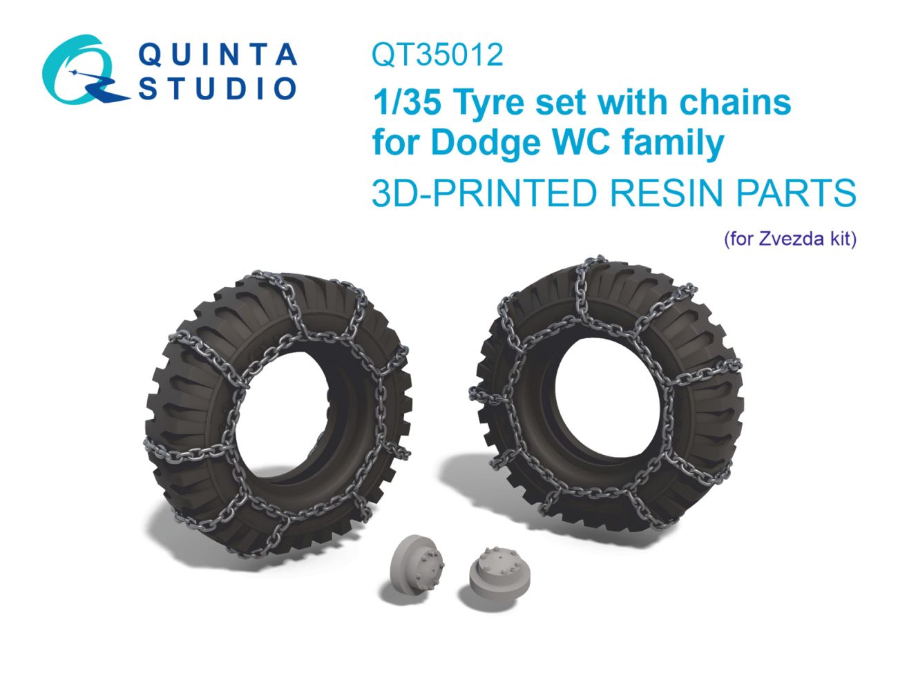 1:35 Dodge WC Family tyre set with chains (Zvezda)