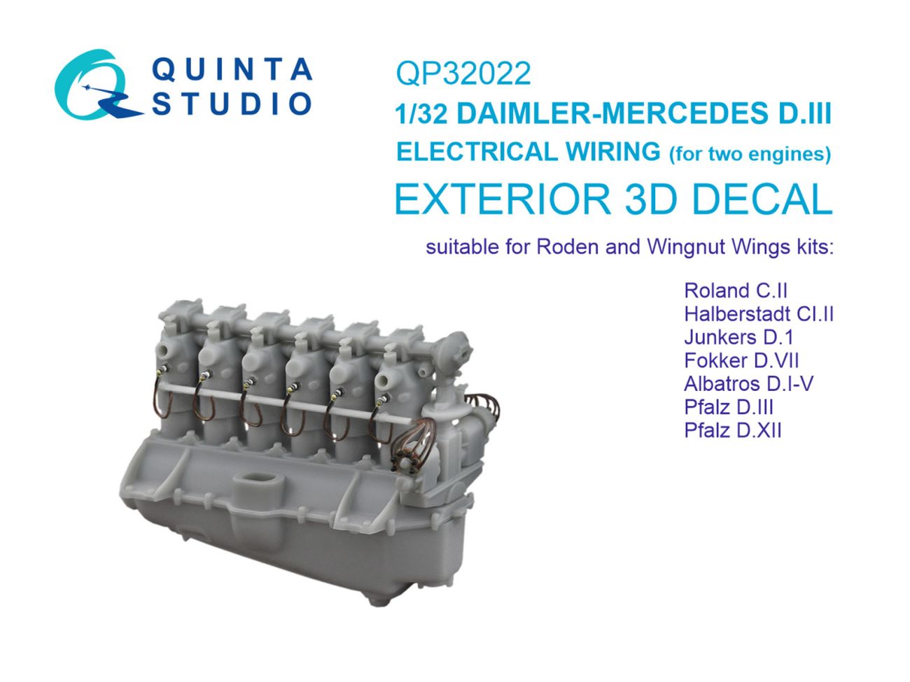 1:32 DAIMLER-MERCEDES D.III Electrical wiring, for Roland C.II, Albatros D.I-V, Pfalz D.III/D.XII, Junkers D.1 etc (Wingnut Wings, Roden)