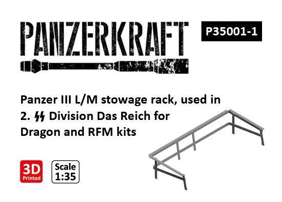 1:35 Panzer III L/M stowage rack, used in 2. SS Division Das Reich for Dragon and RFM kits