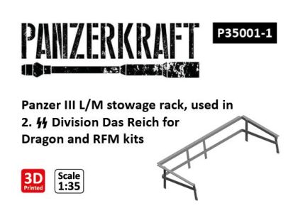 1:35 Panzer III L/M stowage rack, used in 2. SS Division Das Reich for Dragon and RFM kits