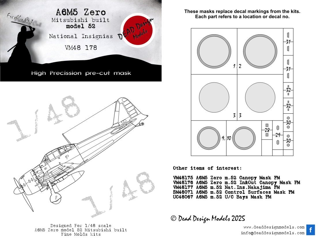 1:48 Mitsubishi A6M2 model 52 National Insignia
