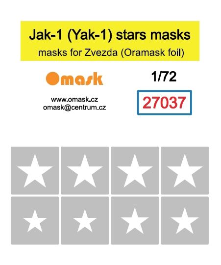 1:72 Jak-1 (Yak-1) star masks (for Zvezda)