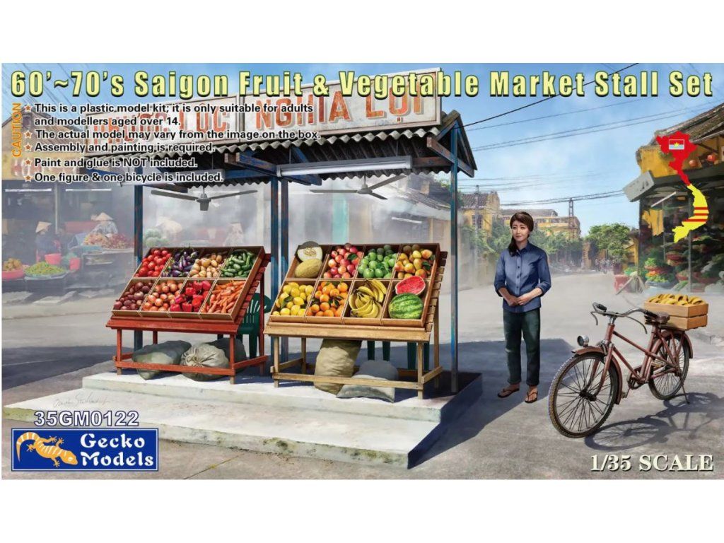 1:35 60'-70's Saigon Fruit & Vegetable Market Stall Set