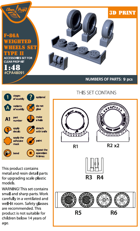 1:48 F-86A Sabre Weighted wheels set type 2