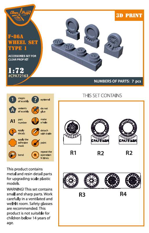 1:72 F-86A Sabre wheel set type 1