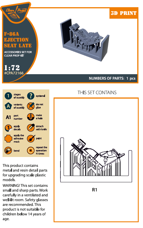 1:72 F-86A Sabre Ejection seat late