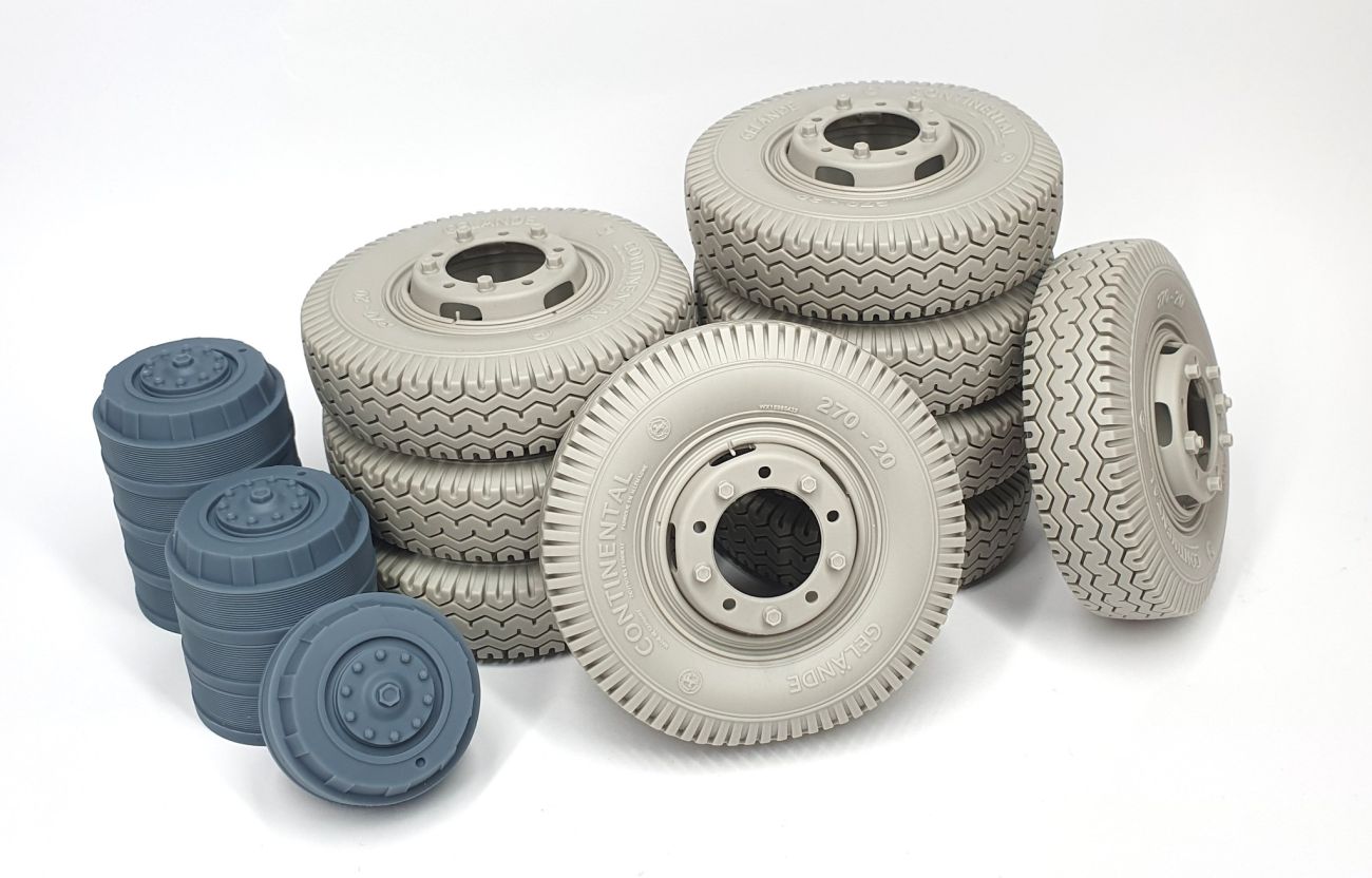 1:16 Sd.Kfz 234 road wheels set with spare (weighted) type 1