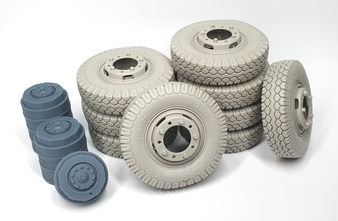 1:16 Sd.Kfz 234 road wheels set with spare (weighted) type 2