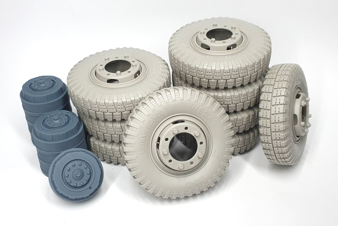 1:16 Sd.Kfz 234 road wheels set with spare (weighted) type 3