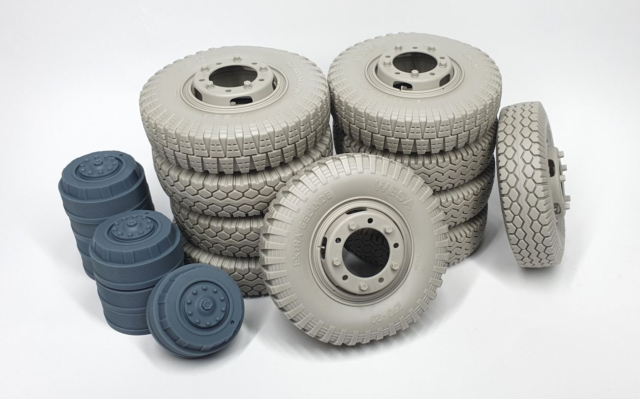 1:16 Sd.Kfz 234 road wheels set with spare (weighted) mix (9+1)