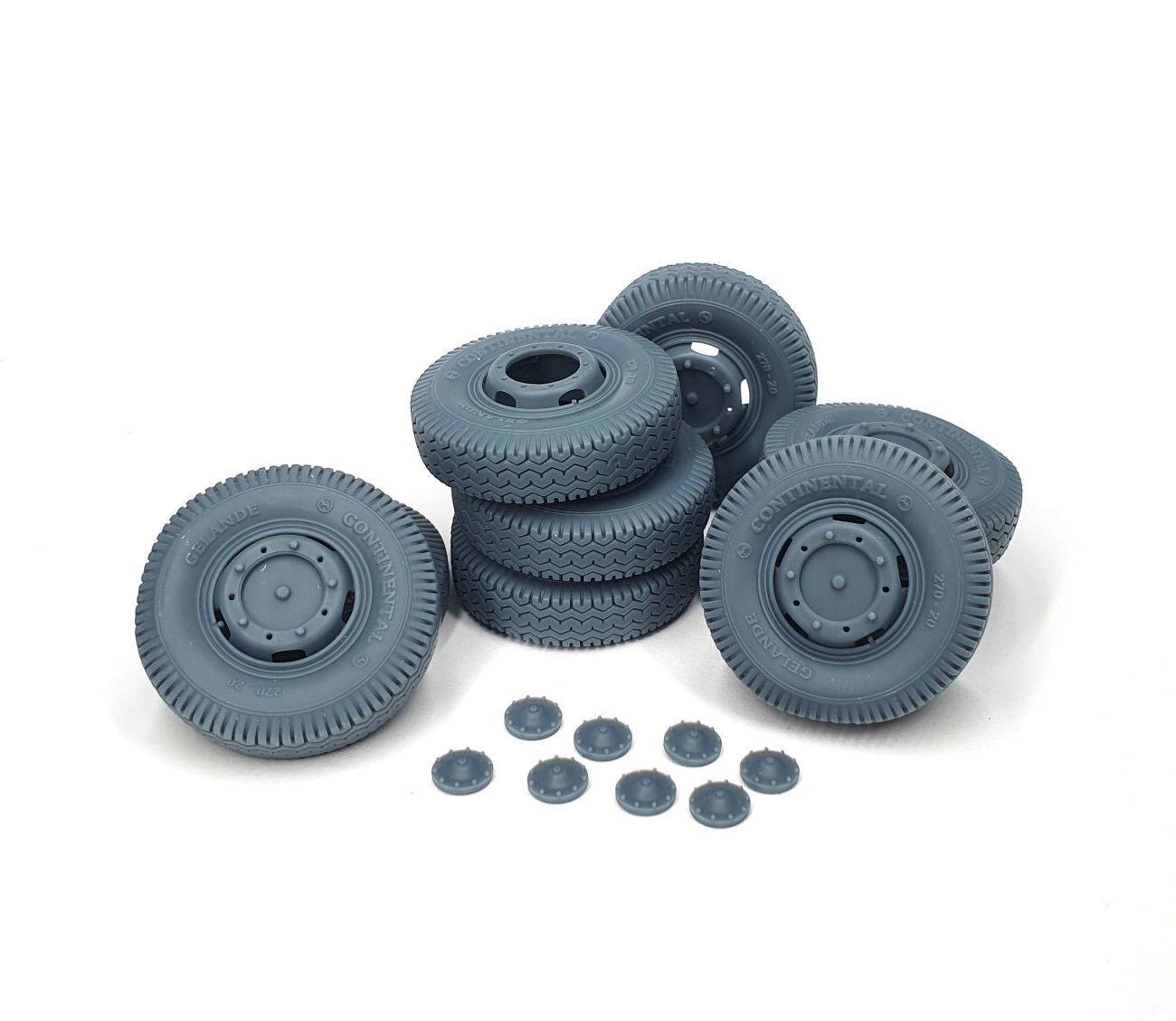 1:35 Sd.Kfz 234 road wheels set with spare (weighted) type 1