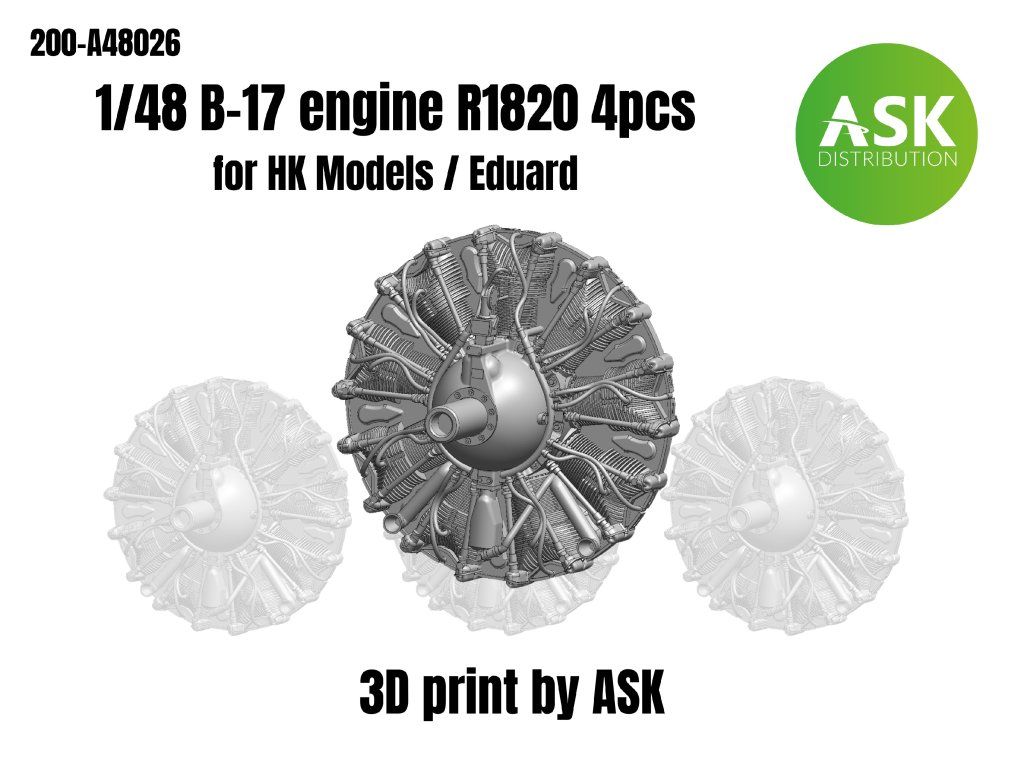 1:48 Wright R-1820 engine set, 4 pc. for B-17 for Hong Kong Model