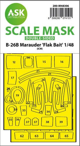 1:48 B-26B Marauder Flak Bait double-sided express fit mask for ICM