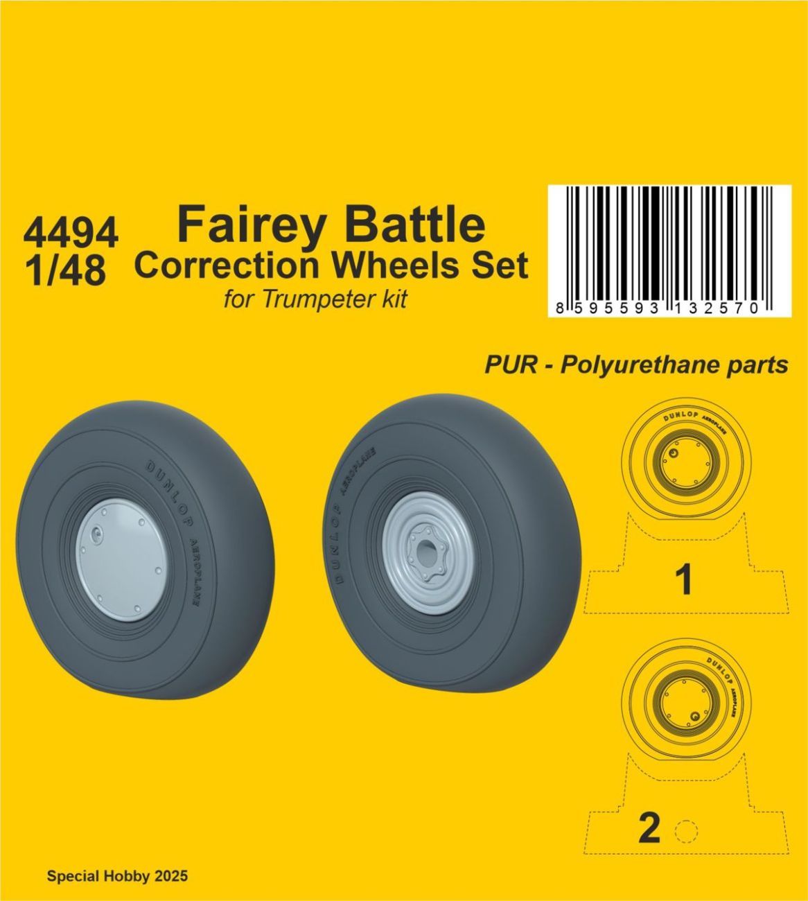 1:48  Fairey Battle Correction Wheels Set for Trumpeter kit
