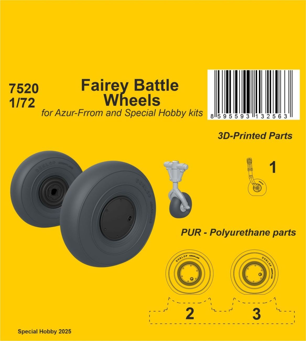 1:72 Fairey Battle Wheels for Azur-Frrom and Special Hobby kits