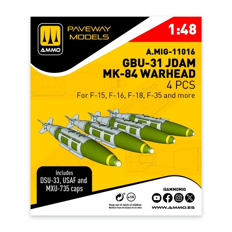 1:48 GBU-31 JDAM, Mk-84 Warhead (4 pcs)