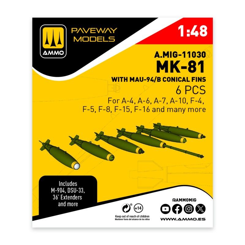 1:48 MK-81 with MAU-94/B conical fin (6 pcs)