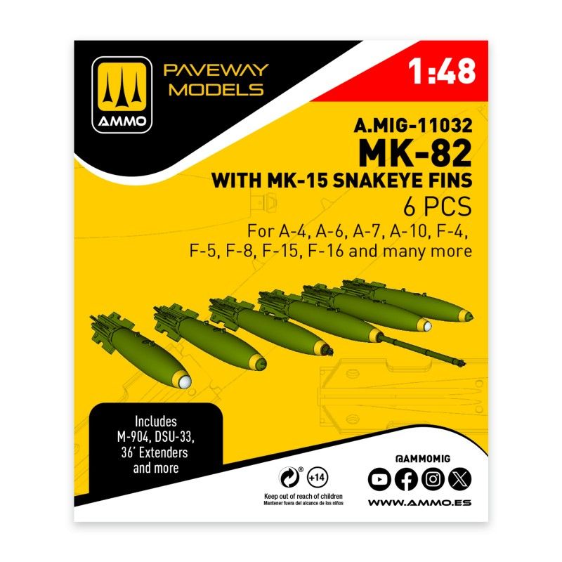 1:48 MK-82 with MK-15 Snakeye fin (6 pcs)