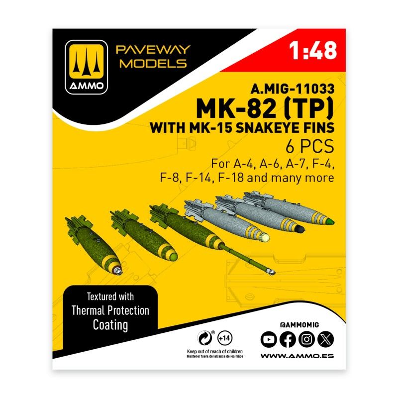 1:48 MK-82 with thermal protection and MK-15 Snakeye fin (6 pcs)