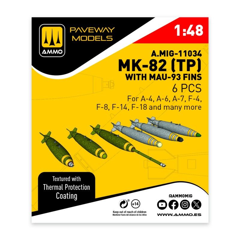 1:48 MK-82 with thermal protection and MAU-93 fin (6 pcs)