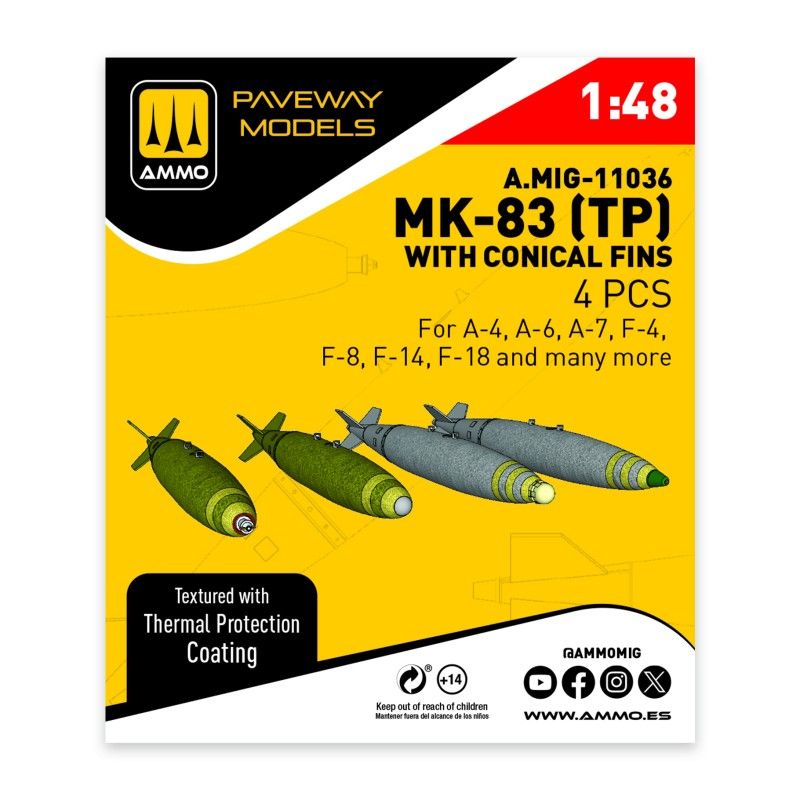 1:48 MK-83 with thermal protection and conical fin (4 pcs)