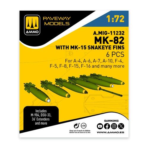 1:72 MK-82 with MK-15 Snakeye fin (6 pcs)
