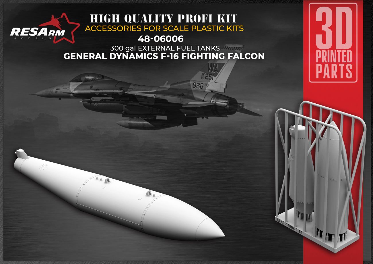 1:48 300 gal auxiliary fuel tank for General Dynamics F-16 Fighting Falcon
