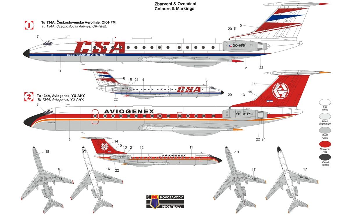 1:144 Tu-134A ČSA/Aviogenex