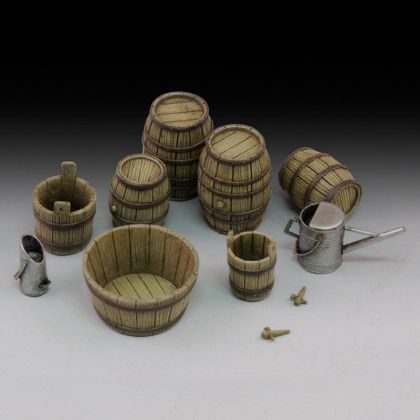 1:35 Wine barrels and farm accessories