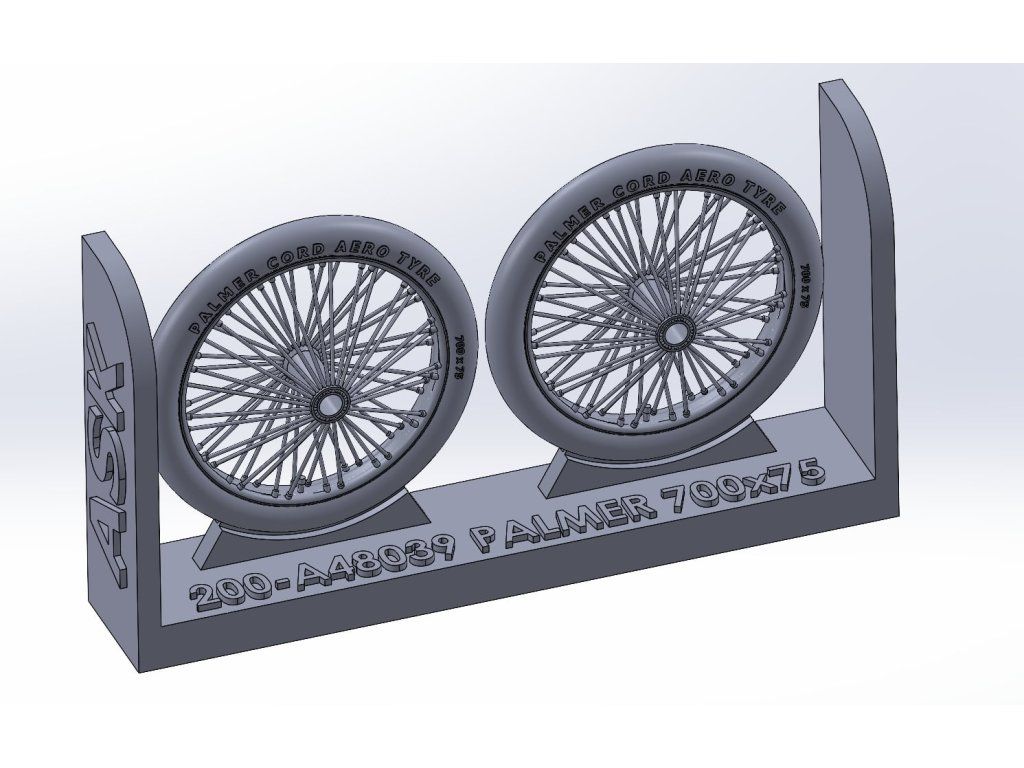 1:48 Palmer 700 x 85 spoked wheels, UK WWI, for Sopwith Camel, Sopwith Pup, Sopwitch Snipe