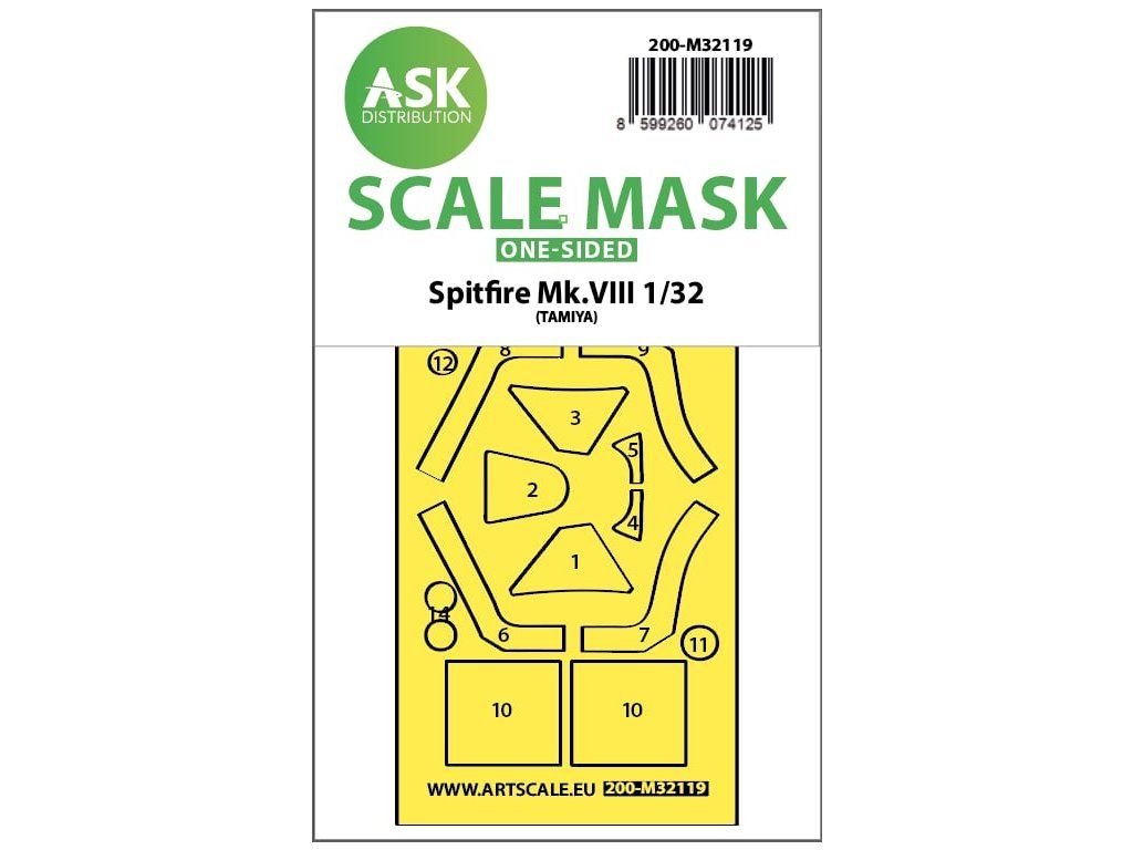 1:32 Spitfire Mk.VIII one-sided express fit mask for Tamiya